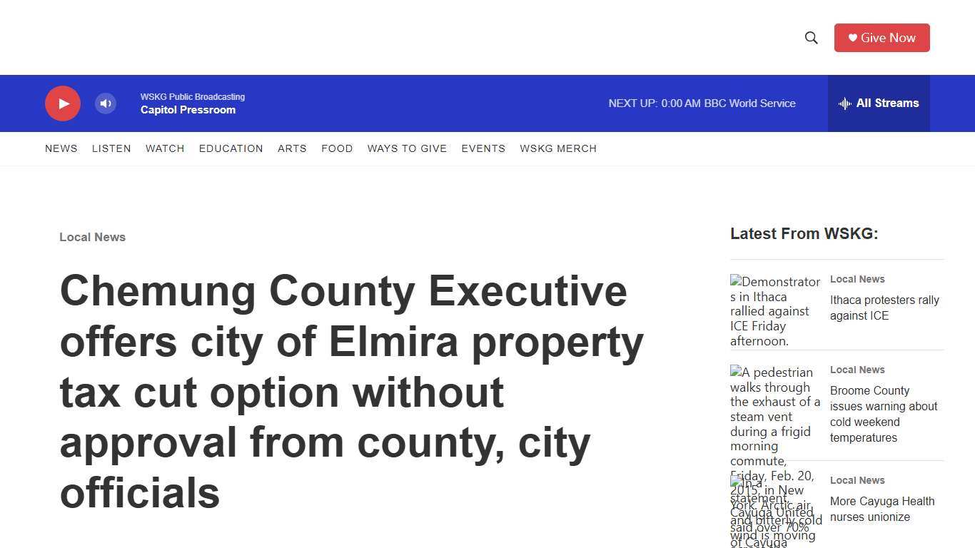 Chemung County Executive offers city of Elmira property tax cut option without approval from county, city officials